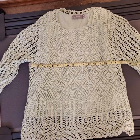 Croft and Barrow green crochet size XL long sleeves - Picture 11 of 12